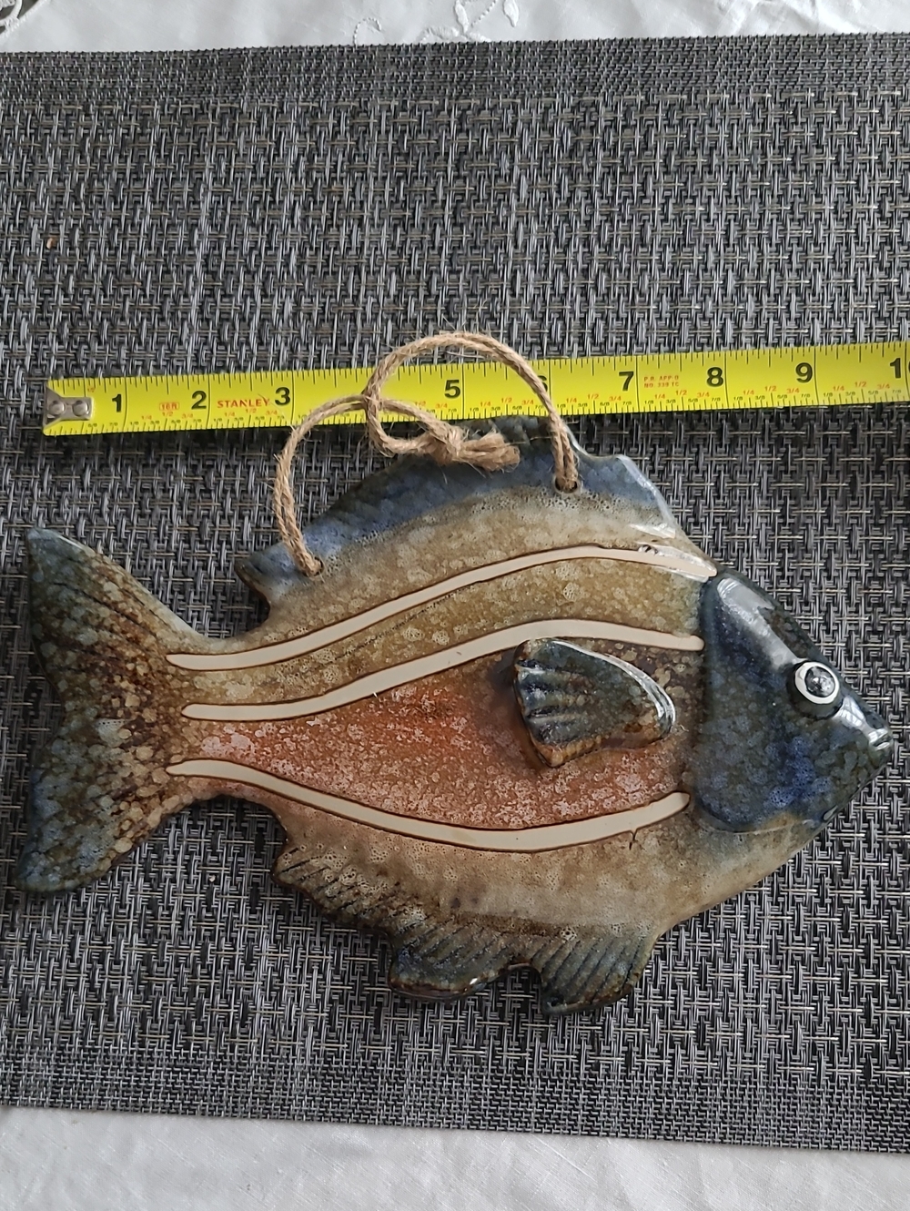 Handcrafted Ceramic Fish Wall Hanging - Brown Blue